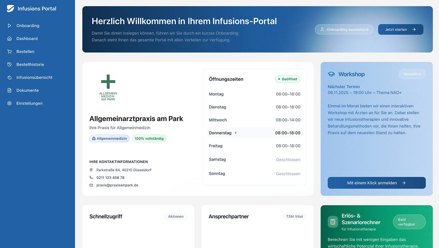Infusionsportal Plattform Screenshot